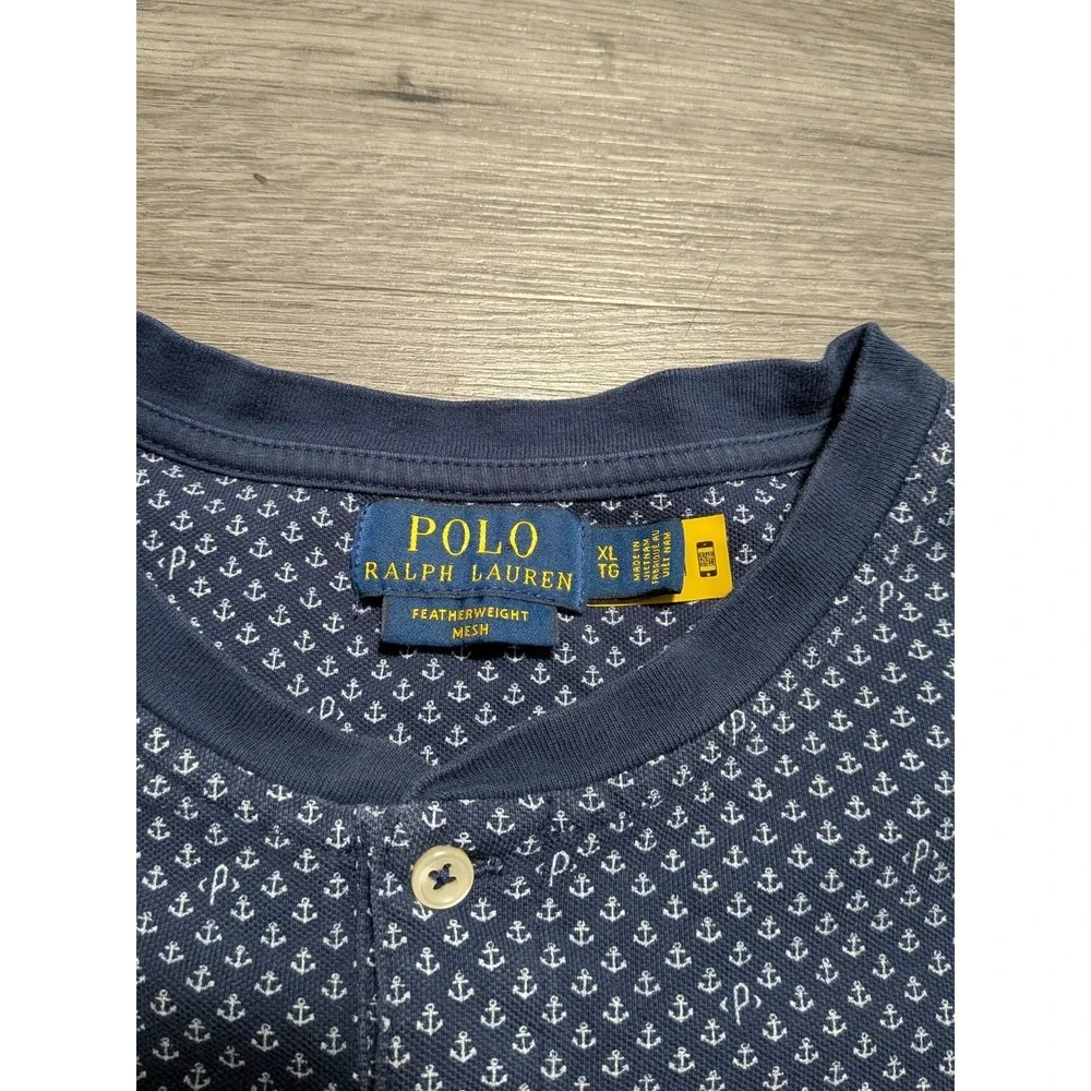 Polo Ralph‎ Lauren Men's Navy Blue Anchor Featherweight Mesh Henley Size XL